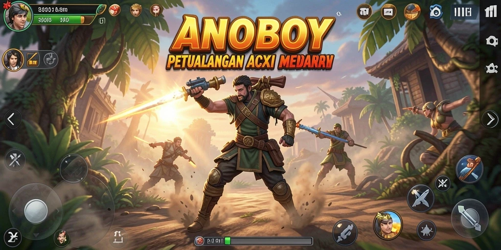 Tampilan gameplay ANOBOY yang penuh aksi dan seru.