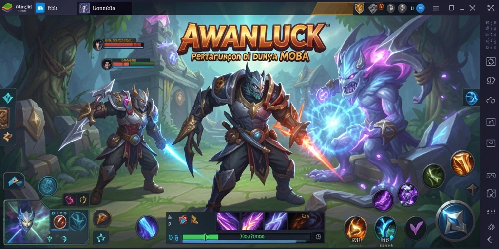 Tampilan gameplay AWANLUCK yang memukau dalam suasana pertempuran.