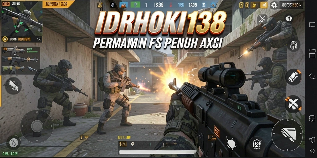 Screenshot gameplay IDRHOKI138 menunjukkan aksi menegangkan dalam pertempuran FPS.