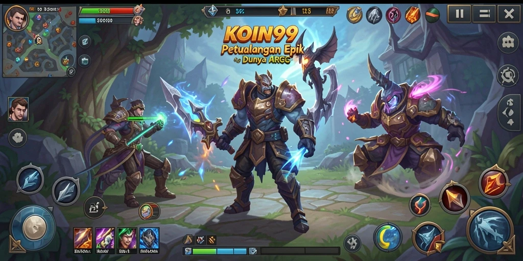 Gameplay KOIN99 menampilkan pertarungan seru dan eksplorasi dunia yang luas.