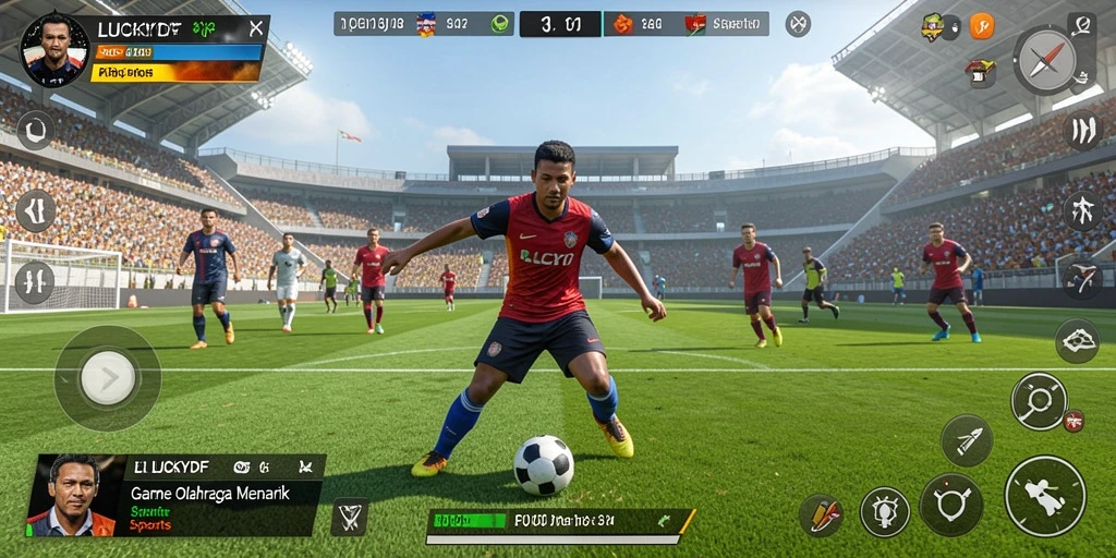 Tampilan utama LUCKYDF yang menampilkan aksi olahraga seru.