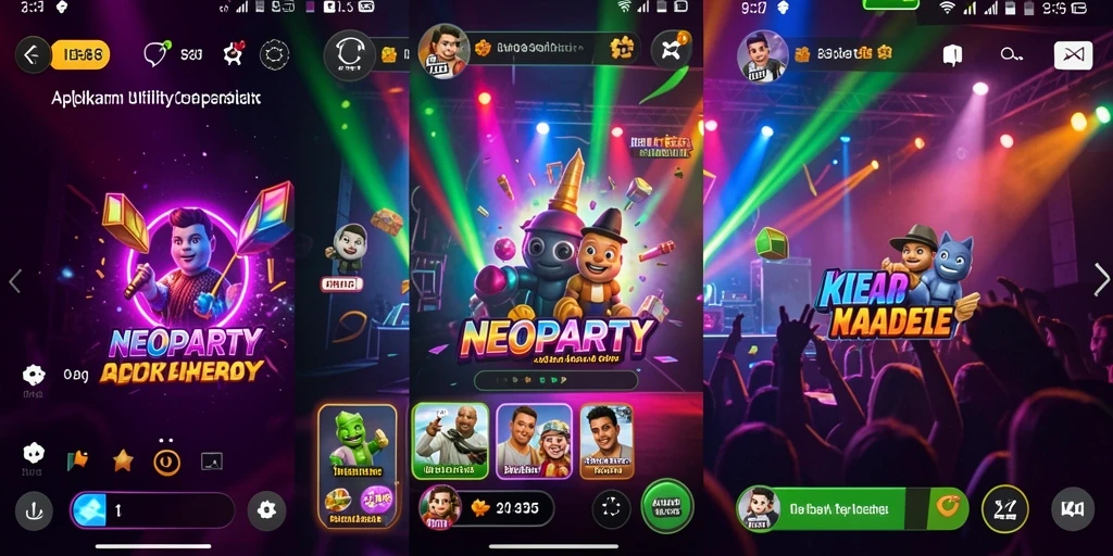 Tampilan utama NEOPARTY yang menarik dan mudah dipahami.