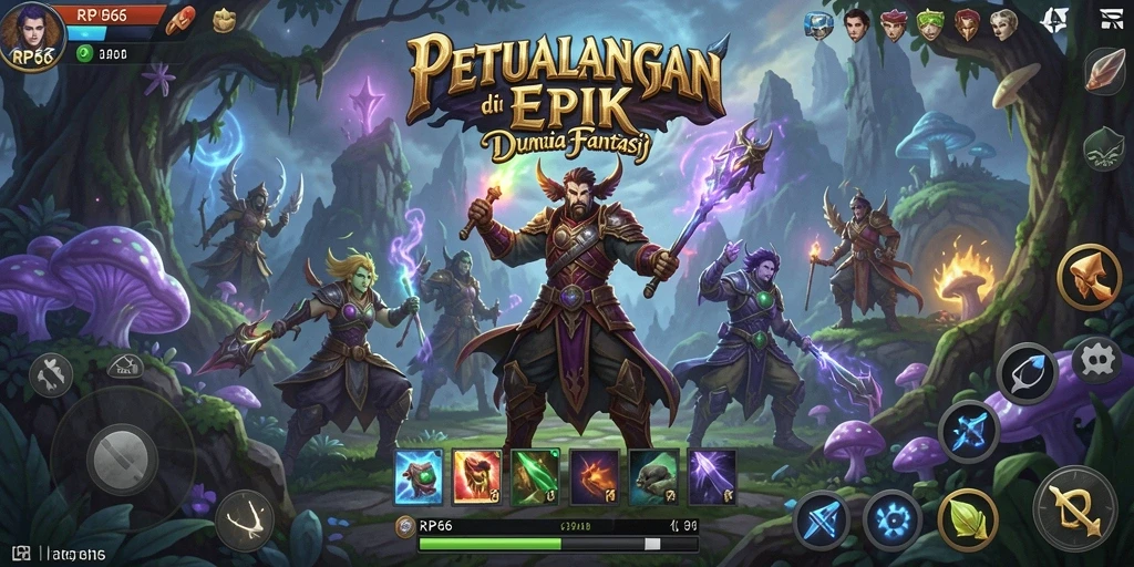Screenshot gameplay RP66 yang menampilkan pertempuran yang seru di dunia fantasi.