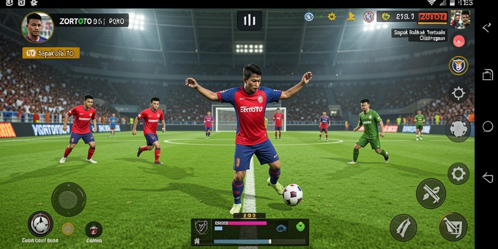 Gameplay ZORTOTO yang menarik dan penuh aksi sepak bola.